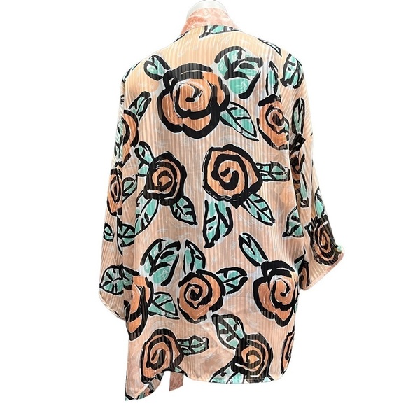 VICTORIAS Secret Floral Robe Medium Peach Rose - Picture 6 of 12